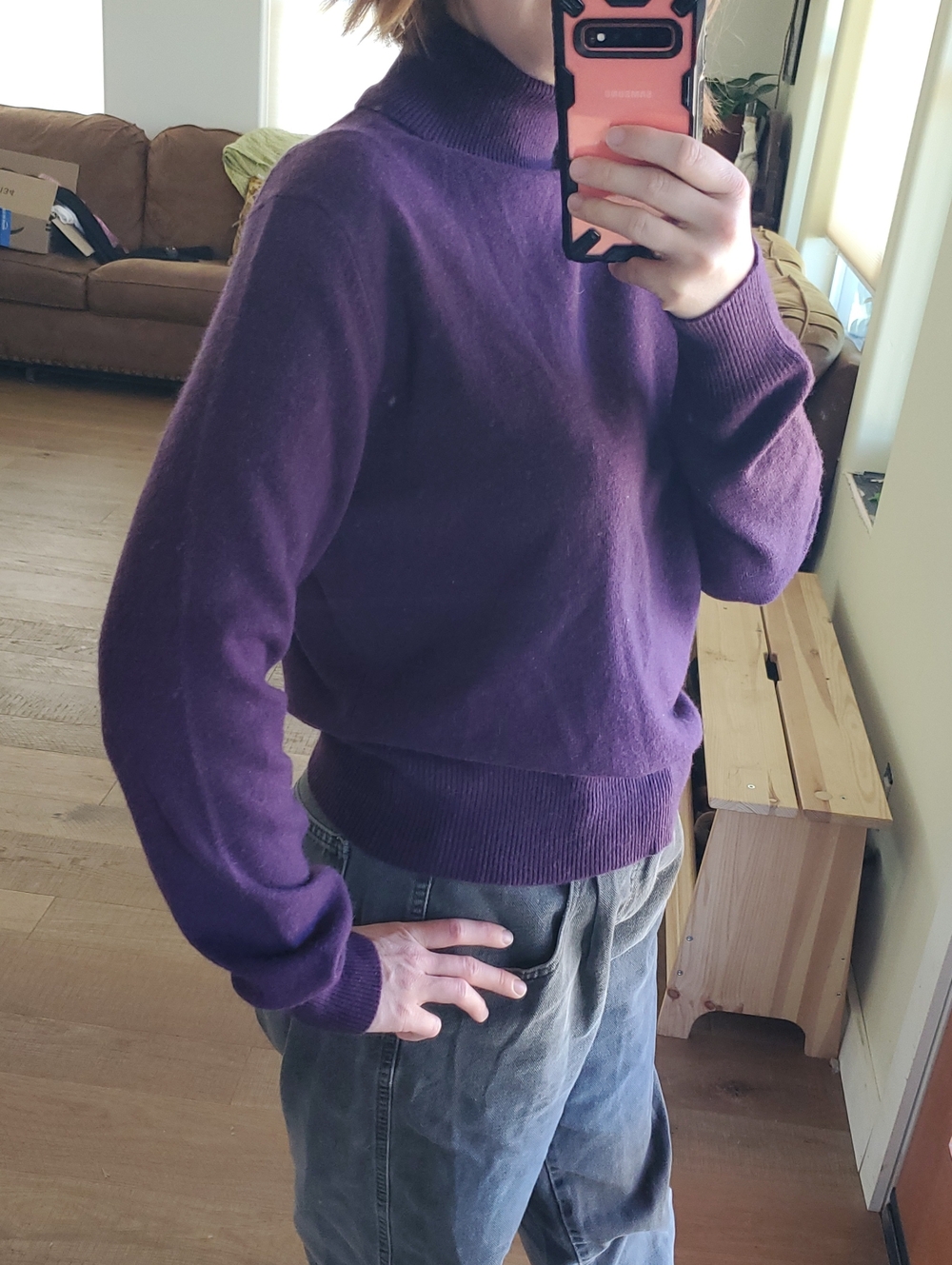 Cashmere Purple Turtleneck Sweater